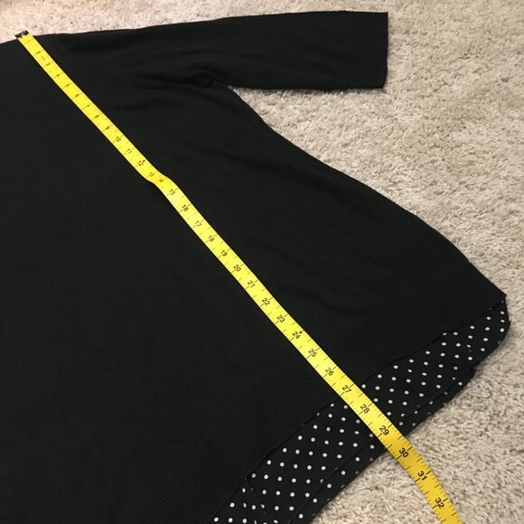 Reitmans Black Rayon Cotton Sweater With Polka Dot Fabric Insert - Picture 14 of 15